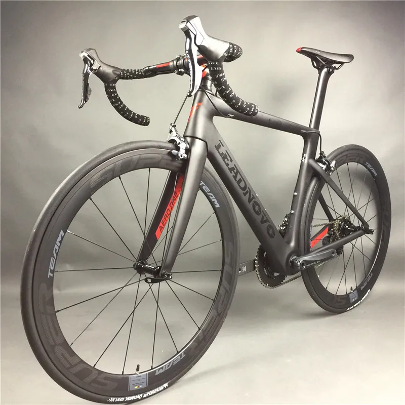 Leadnovo полный карбоновый шоссейный велосипед T800 Carbono Fibre Frameset черно красный цвет 3D
