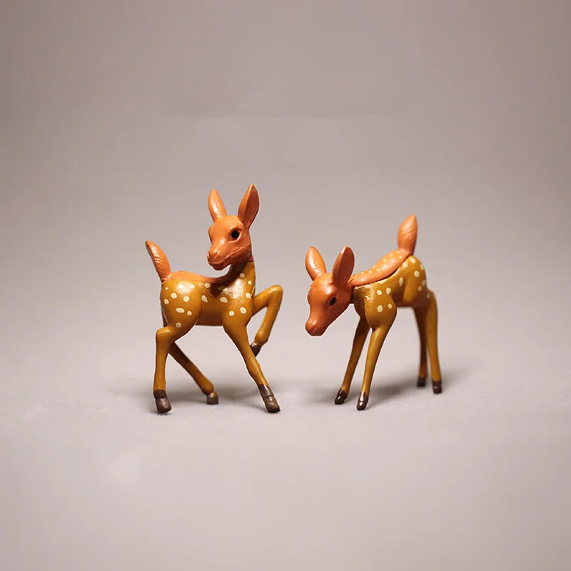 A Pair Deer Artificial Mini Sika Deer Fairy Garden Miniatures Gnomes Moss Terrariums Crafts Figurines For Home Decoration