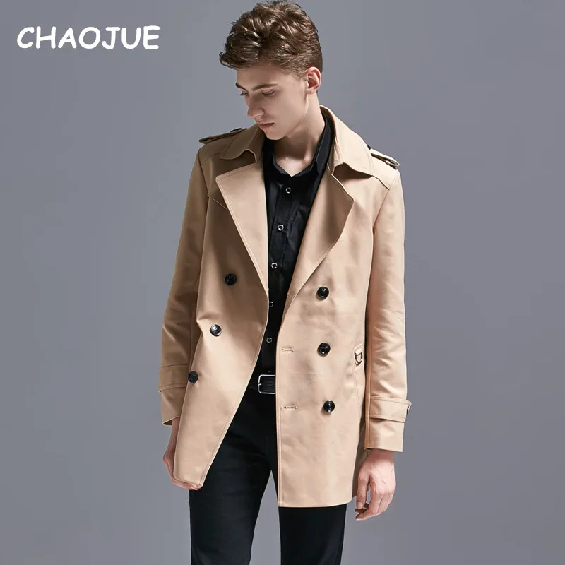 

CHAOJUE Men High-end Trench Coat Customize Top Quality British Slim Double Breasted Trenchcoat Male 6XL Big Pea Coat On Sales