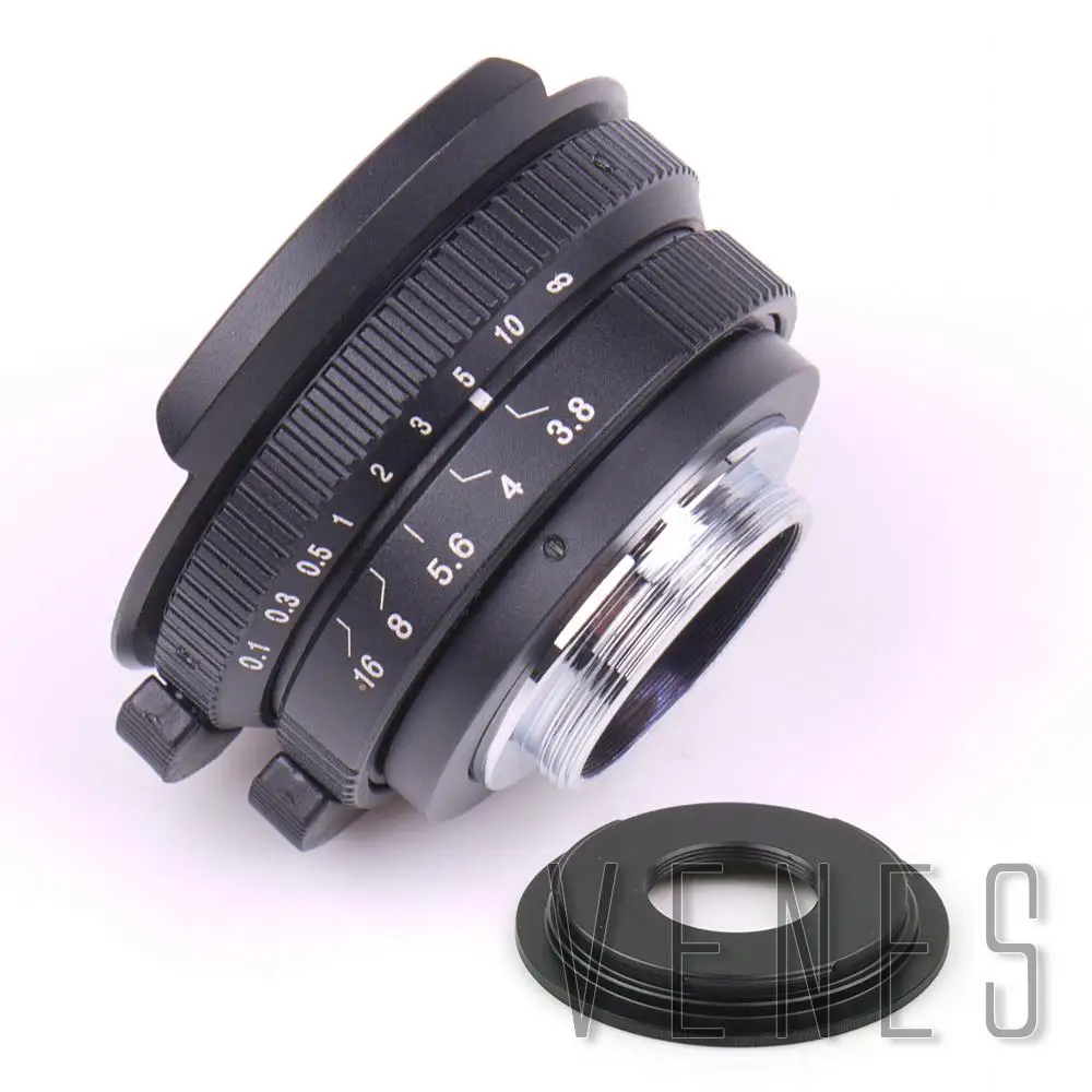 Fish eye Lens 8mm F3.8 For C Mount Camera + C to Micro M4/3 / NEX / N1 / Pentax Q /Fuji / M M2 Adapter Ring For DSLR Camera