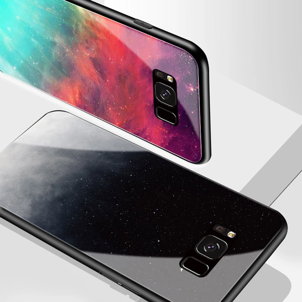 OTAO الفاخرة إطار زجاجي قوي للهاتف المحمول لسامسونج غالاكسي S8 S9 J4 J6 J8 زائد ملاحظة 8 9 A6 A7 A8 2018 حالات التدرج اللون الإسكان