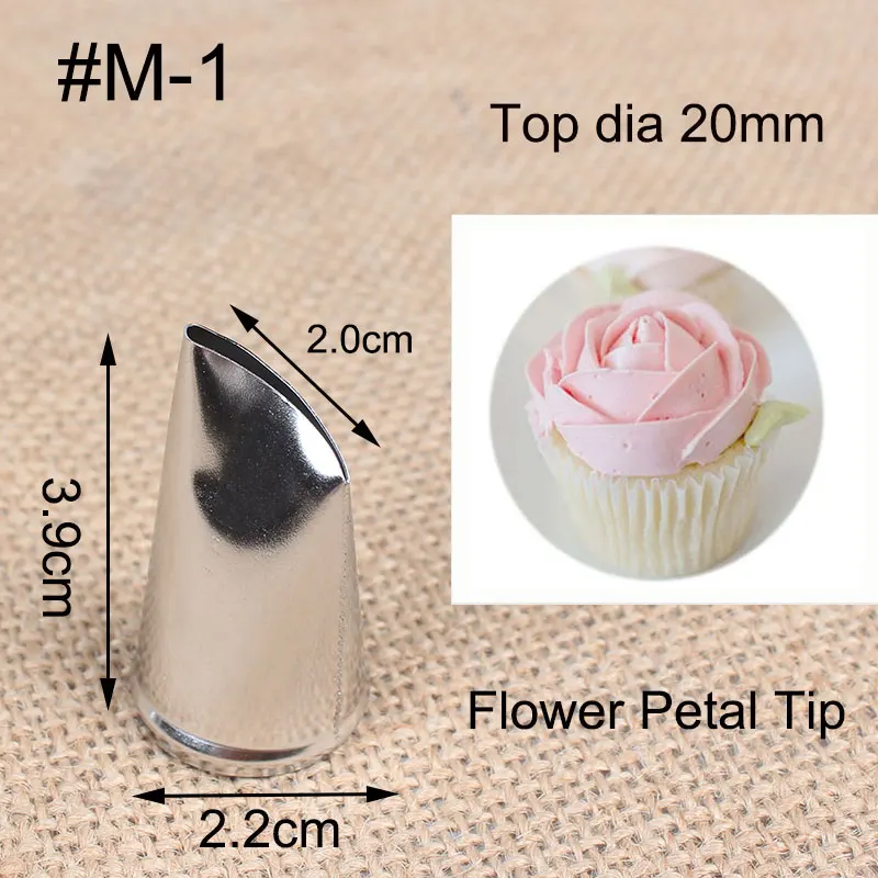 M-1 металлический лепесток розы насадка для выпечки инструменты для украшения торта Крем из нержавеющей стали Обледенение труб насадка для кекса