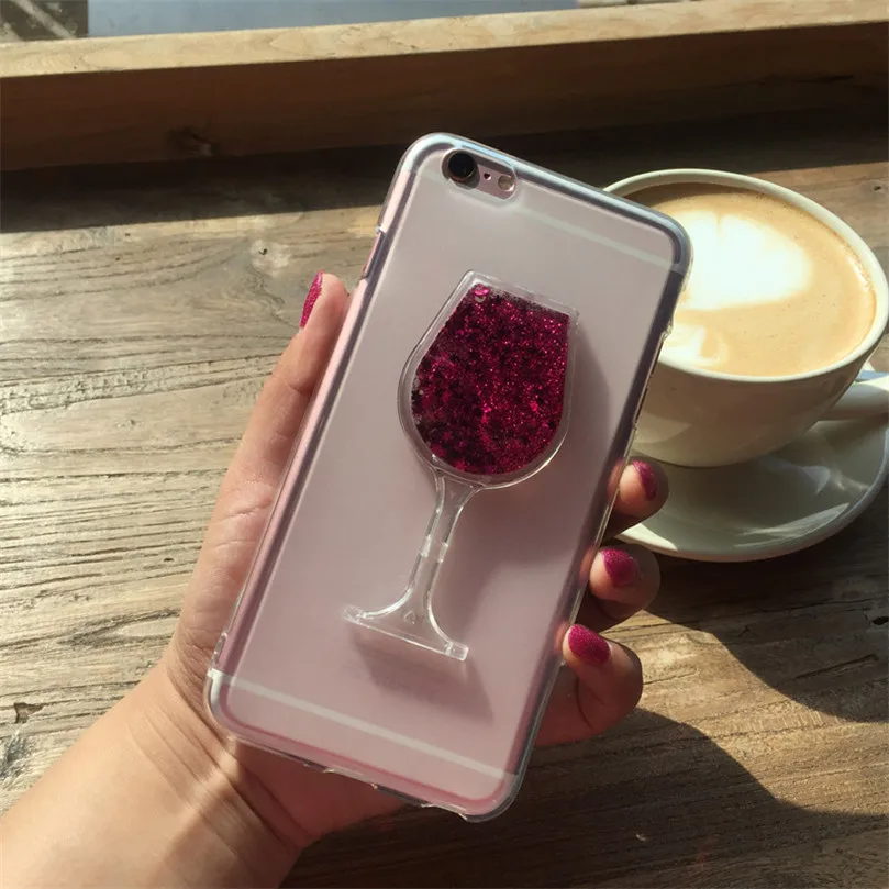 

for Huawei Honor 5C Bling Red Wine Cup Cover Dynamic liquid quicksand Star Glitter case coque for Huawei Honor 7 Lite