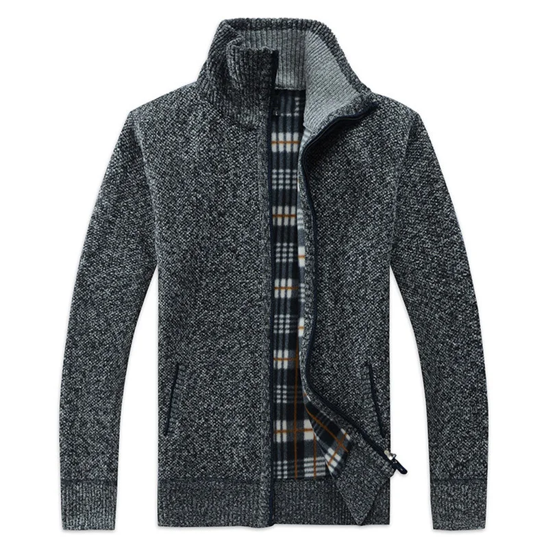 

2019 Spring Autumn Winter Men's SweaterCoat Faux Fur Wool Sweater Jackets Men Zipper Knitted Thick Coat Casual Knitwear M-3XL