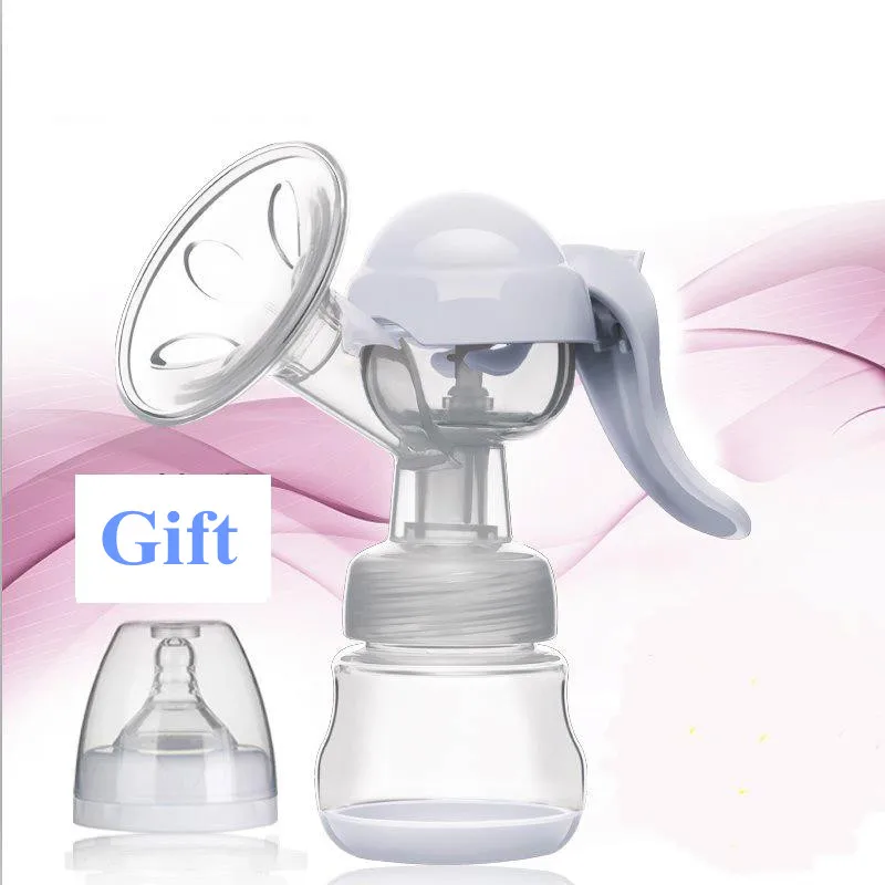 Беременность и материнство фиолетовый ручной молокоотсос 150 мл бутылка для молока всасывания соски насос для хранения BPA бесплатно с соской - Цвет: white