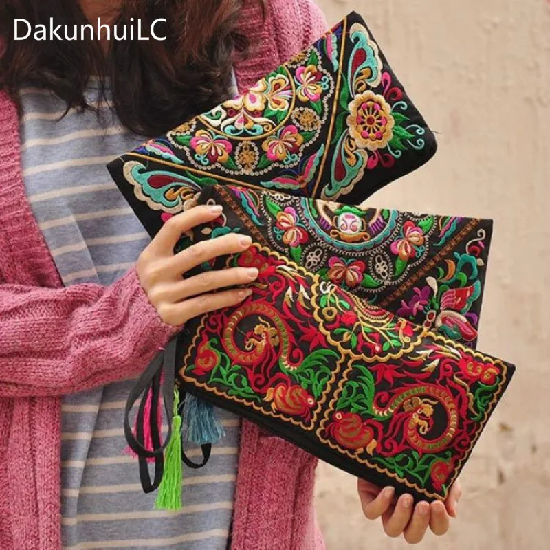 

Women Ethnic National Retro Butterfly Flower Bags Handbag Coin Purse Embroidered Lady Clutch Tassel Small Flap Summer Bolsa Sale