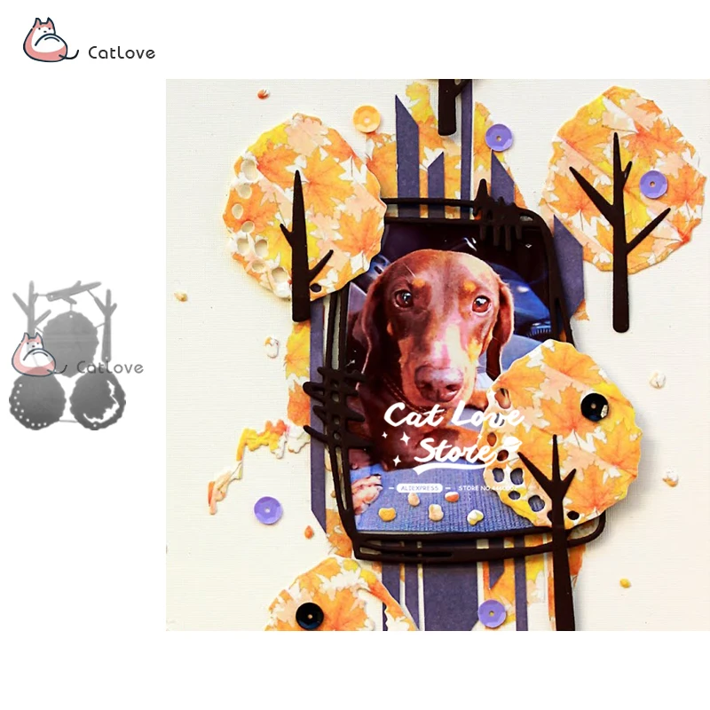 

Tree Frame Dog Metal Cutting Dies Stencils For DIY Scrapbooking Paper Card Decorative Craft Dies Embossing Die Cuts New 2019