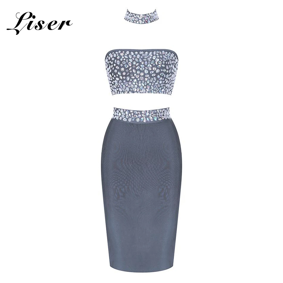 Ocstrade-Roupas-Bandage-Sexy-Vestido-do-Ano-Novo-2018-Embellished-Bandage-Duas-Pe-as-Set-Cinza