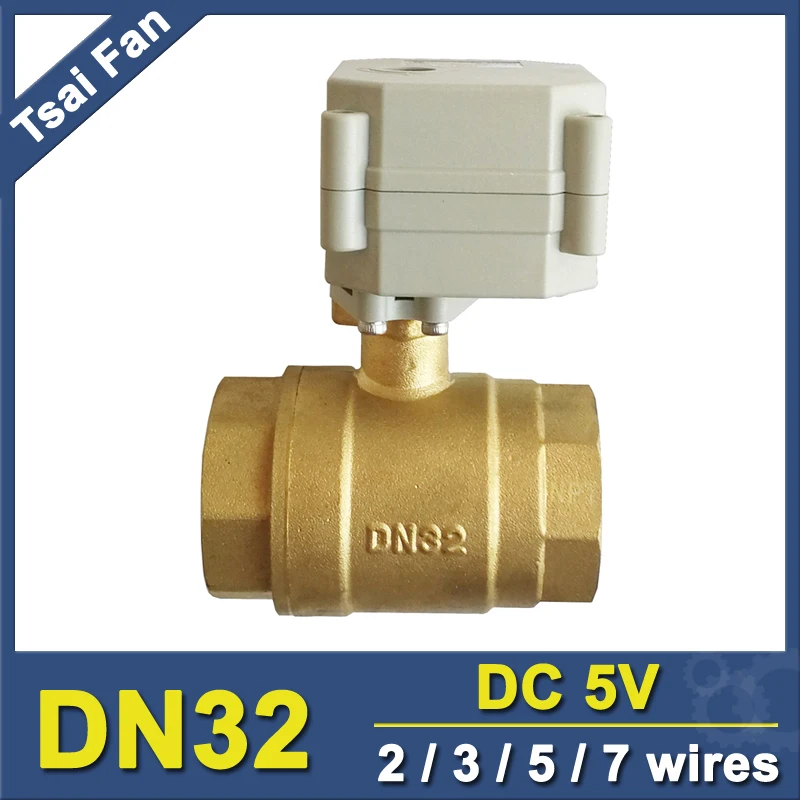 Низковольтный моторизованный клапан DC5V 2/3/5/7 провода 2 сторонняя латунь 1 1/4 ''DN32