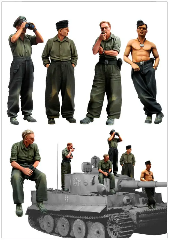 1/35 Resin Figure Model Kit German Soldiers Tank Crew WWII Unpainted no tank 