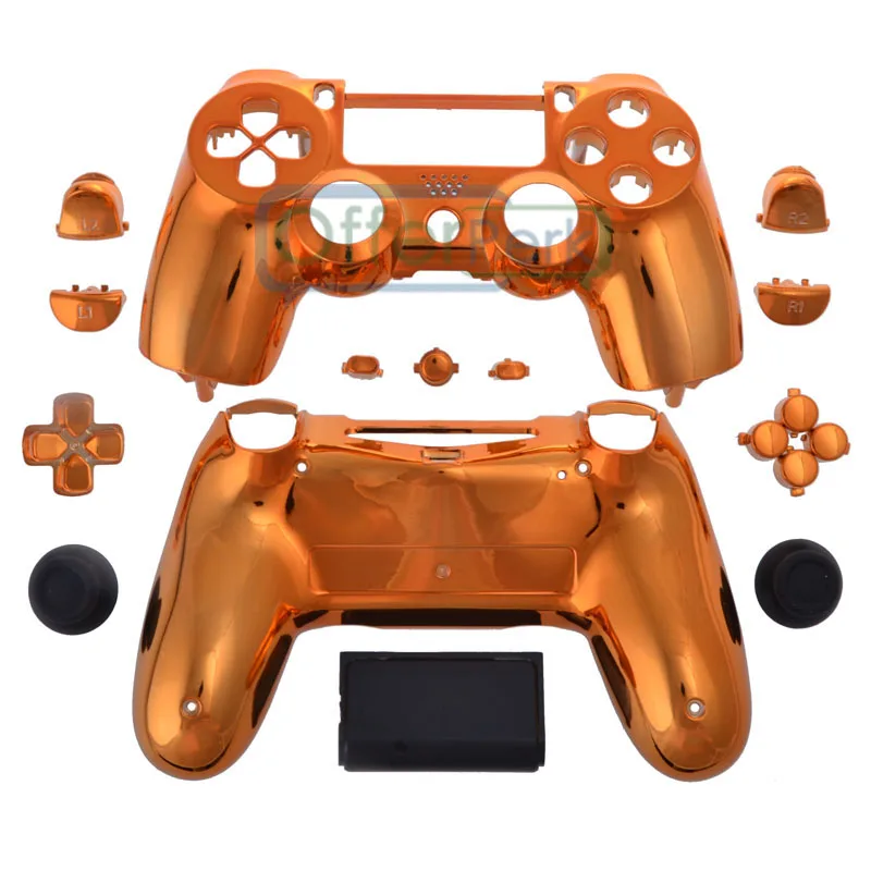 

Customized Full Housing Shell Buttons Kits for PS4 Controller Chrome Orange JDM-010 JDM-020