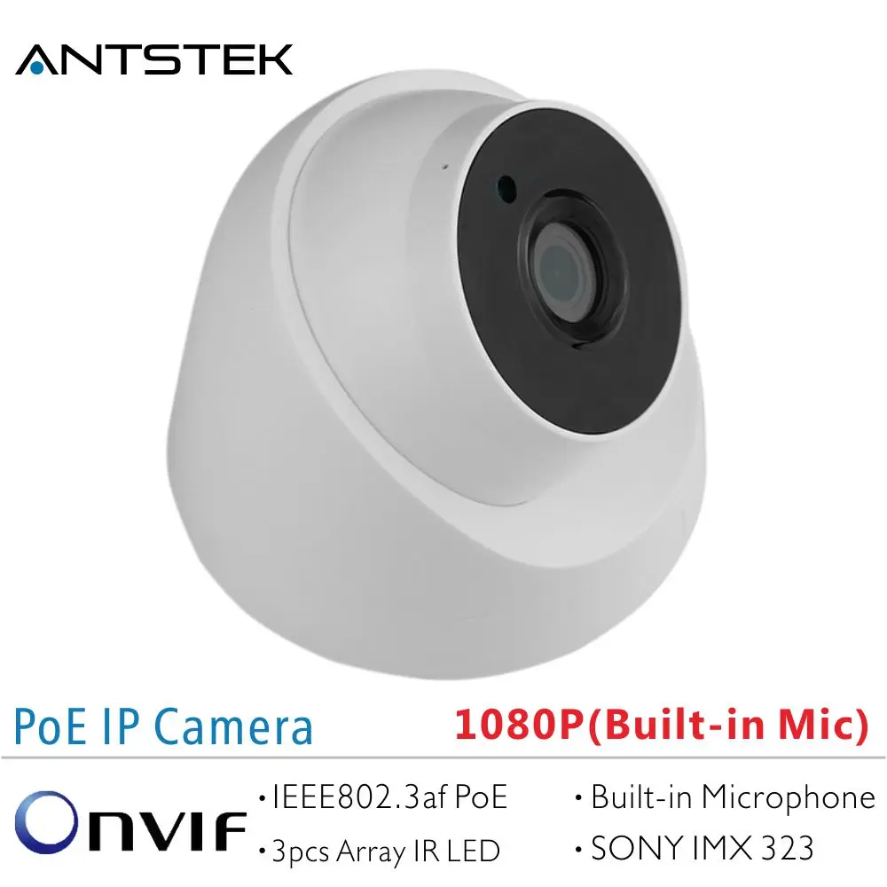 Муравьи Full HD 1080 P SONY IMX323 2 0 мегапиксельная Onvif 42 Крытый PoE IP Камера с широким углом