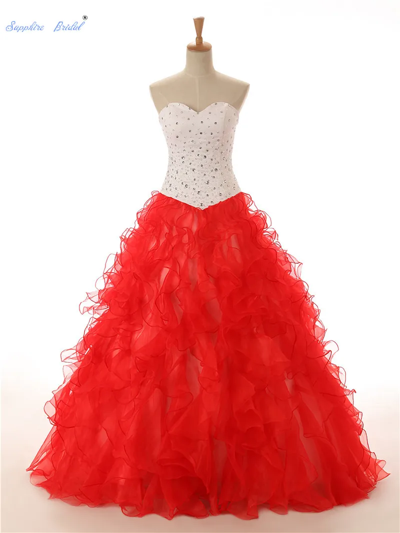 Сапфировое свадебное милое вечернее платье с бисером Пышное Платье Vestidos De 15 Anos милое 16 платье с оборками вечернее платье - Цвет: red