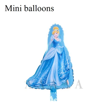 

100pcs mini size Princess Cinderella foil balloons cartoon for girl Birthday balloons Party decoration air Balls Kids toys