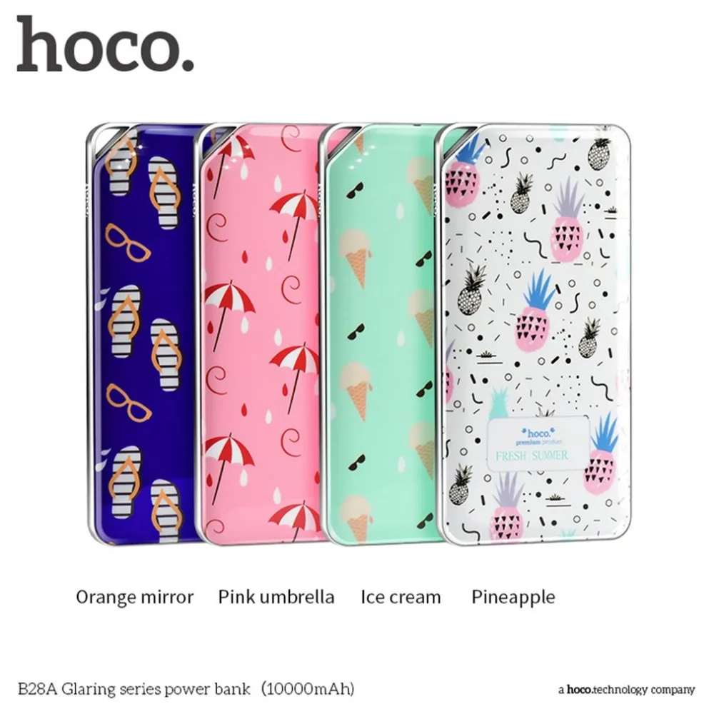 HOCO power bank 10000 мАч цветной цветочный принт Быстрая зарядка внешний аккумулятор зарядное устройство источник питания для сотовых телефонов