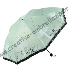 Женский летний зонтик, три сложения, шнуровка бахрома, открытый, ветрозащитный, Мешок зонтик, УФ-защита, черное покрытие, смешанный заказ ОК