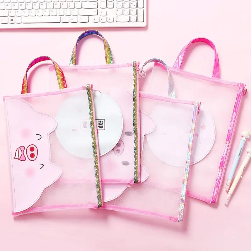 

A4 Cute Pig Document Bag Zipper File Folder Holder Portable Test Paper Pencil Case Student Stationery Creative Gift