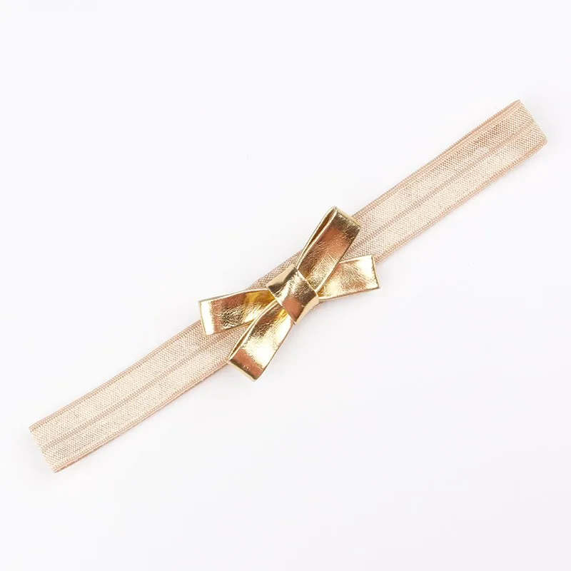 Baby Girls Gold&Silver PU Bow Headband Kids Leather Bowknot Hairband Headwear Newborn Hair Band Accessories baby accessories basket