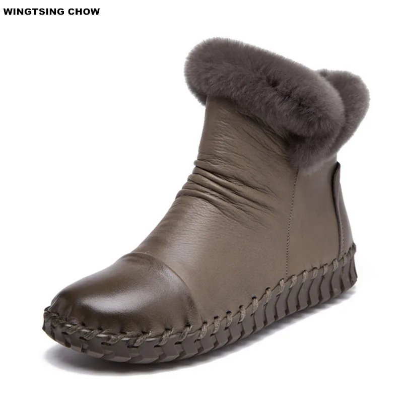 7 Colors Soft Leather Ankle Boots Women Shoes Winter Warm