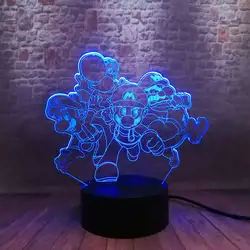 Mario Bros Аниме Figma Модель 3D ночник светодиодный 7 освещение, меняющее Цвет Супер Марио и Луиджи Марио Фигурки и игрушки мультфильм