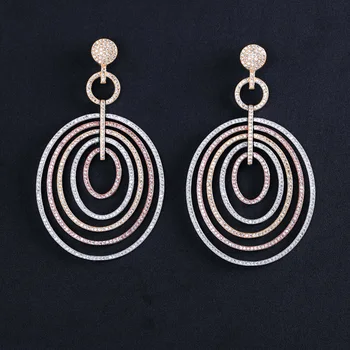 

ACCKING Luxury multilayer Cubic zircon earring for women party dinner jewelry green and yellow