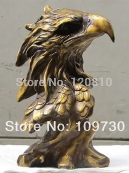 

10"Chinese China Bronze copper handwork ART animal eagle hawk head statue