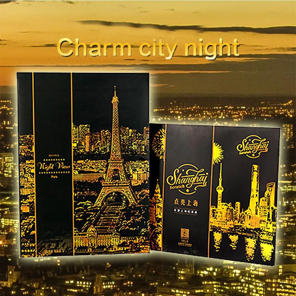 

LeadingStar 10PCS Creative DIY Scratch Bright City Night View Scraping Painting World Sightseeing Pictures as Gifts