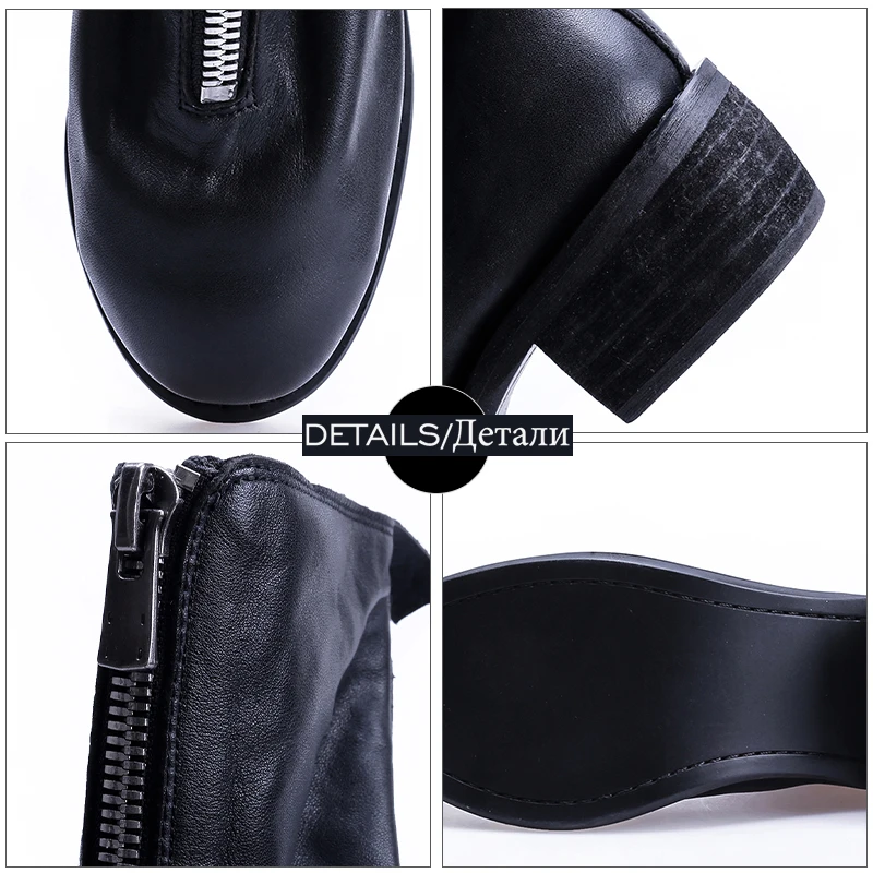 Nuevo black Mujer Mujeres Wetkiss Zapatos De red Botas Calzado Long Cuero Redondo Pie Dedo Grueso Short Del Invierno Med short La 2019 Long Otoño Genuino Las Tacones xqw6gXRq