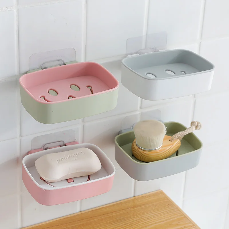 

Seamless Smiling Face Suction Wall-Type Drainage Soap Box Nail-Free Double Layer Soap Box Bathroom Wall-Mounted Soap Rack
