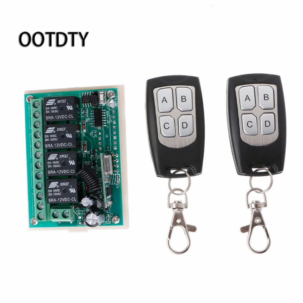 DC 12V 4CH Wireless Remote Control Switch 1 Receiver + 2 Transmitters