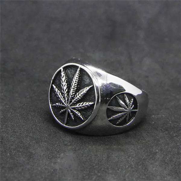 

Drop Ship Size 7~13 Cool Leaf Ring 316L Stainless Steel Jewelry Silver Polishing Biker Ring