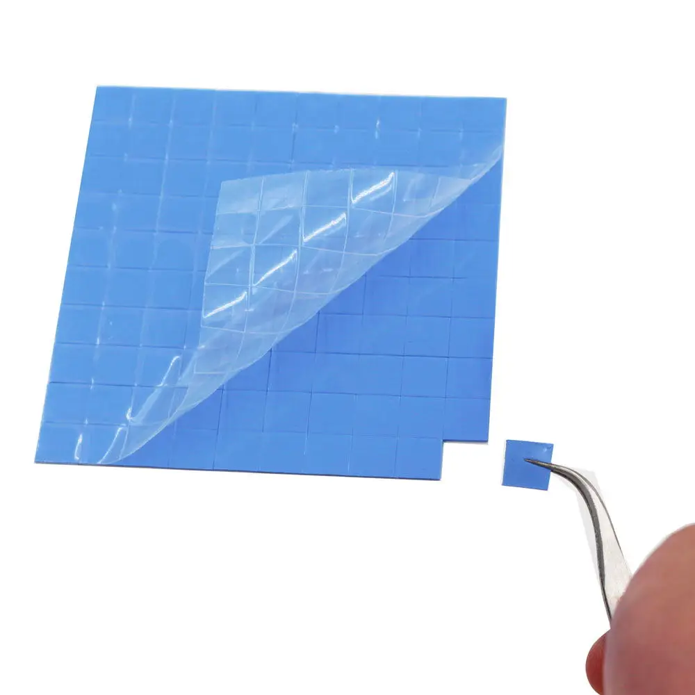 100pcs 10mm x 10mm x 1mm Blue Heatsink Cooling Thermal Conductive Silicone Pad