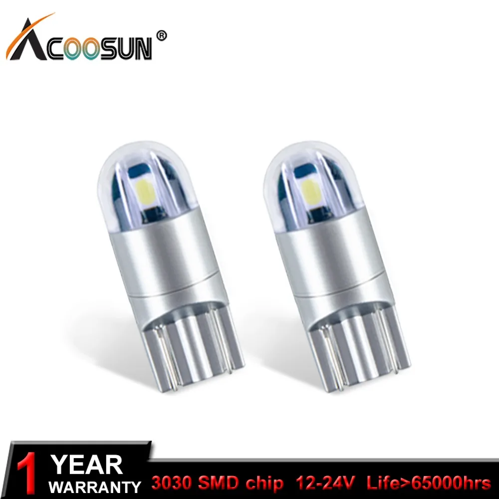

AcooSun T10 W5W 194 168 LED Car Parking Side License Plate Bulb Interior Reading Lamp Wedge Dome Turn Signal Light 12V 24V 2pcs