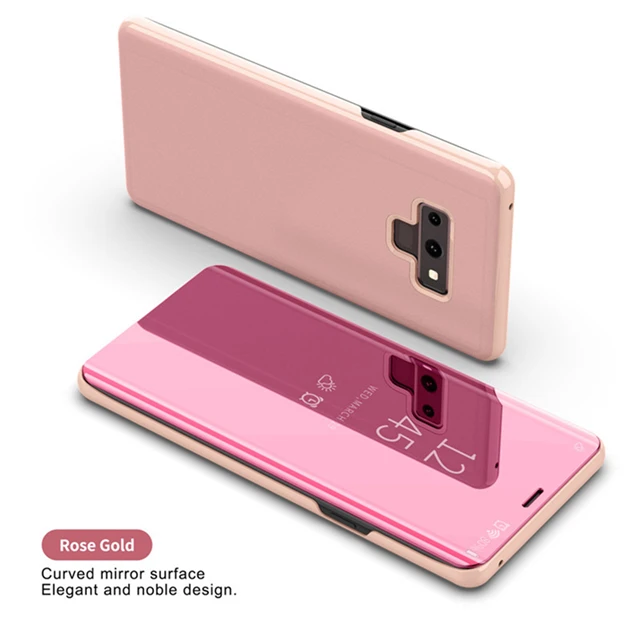 Умный зеркальный флип-чехол для телефона samsung Galaxy Note 10 10+ 9 8 5 прозрачный чехол для Galaxy S10 S9 S8 S7 Edge Plus чехол для телефона - Цвет: Rose Gold