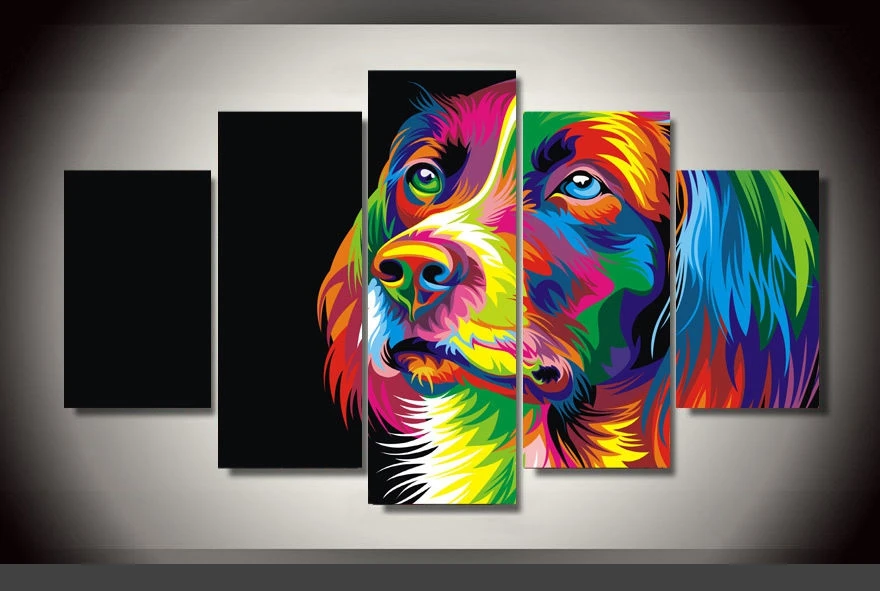 

Modern Indoor Decor Original x9 Colorful dog print canvas decoration 5 pieces