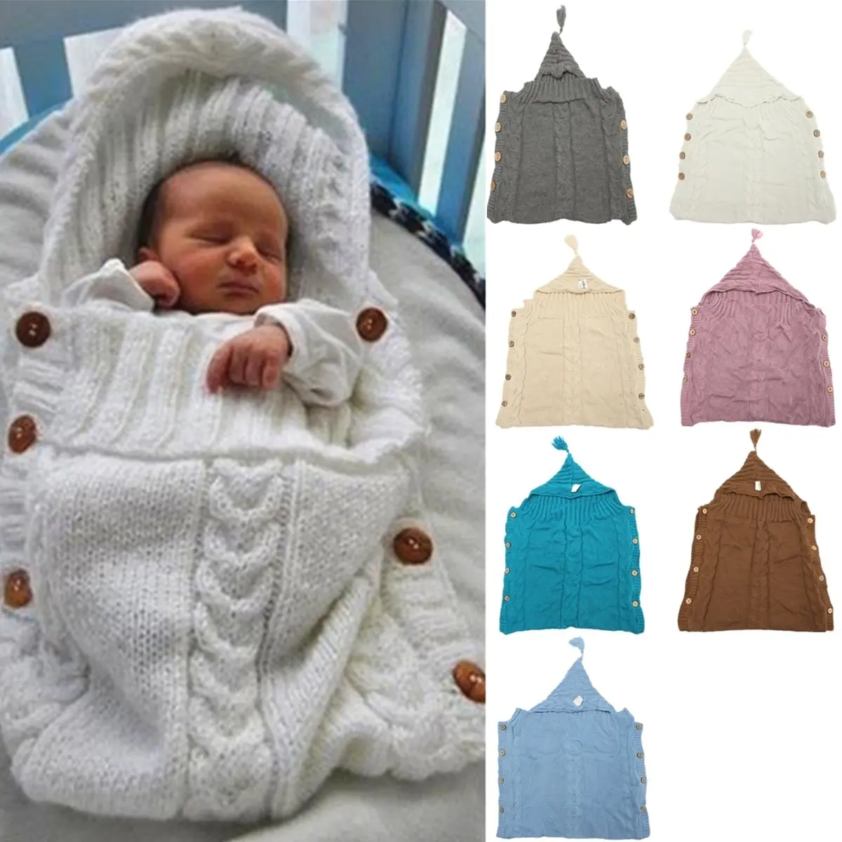 Buy Hooded Infant Cotton Swaddle Wraps Blanket Newborn