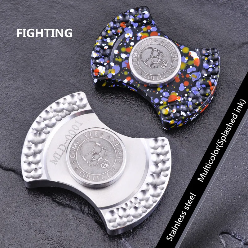 

Classic Two-leaf Aerolite Pit Fighting EDC Hand Spinner Carving Metal Stainless Steel Fidget Finger Gyro For Autism ADHD Toy
