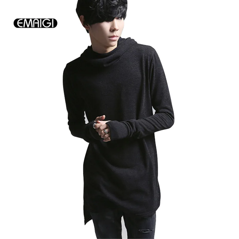 New men hooded T shirt male long sleeve tee shirts street fashion slim fit t shirt