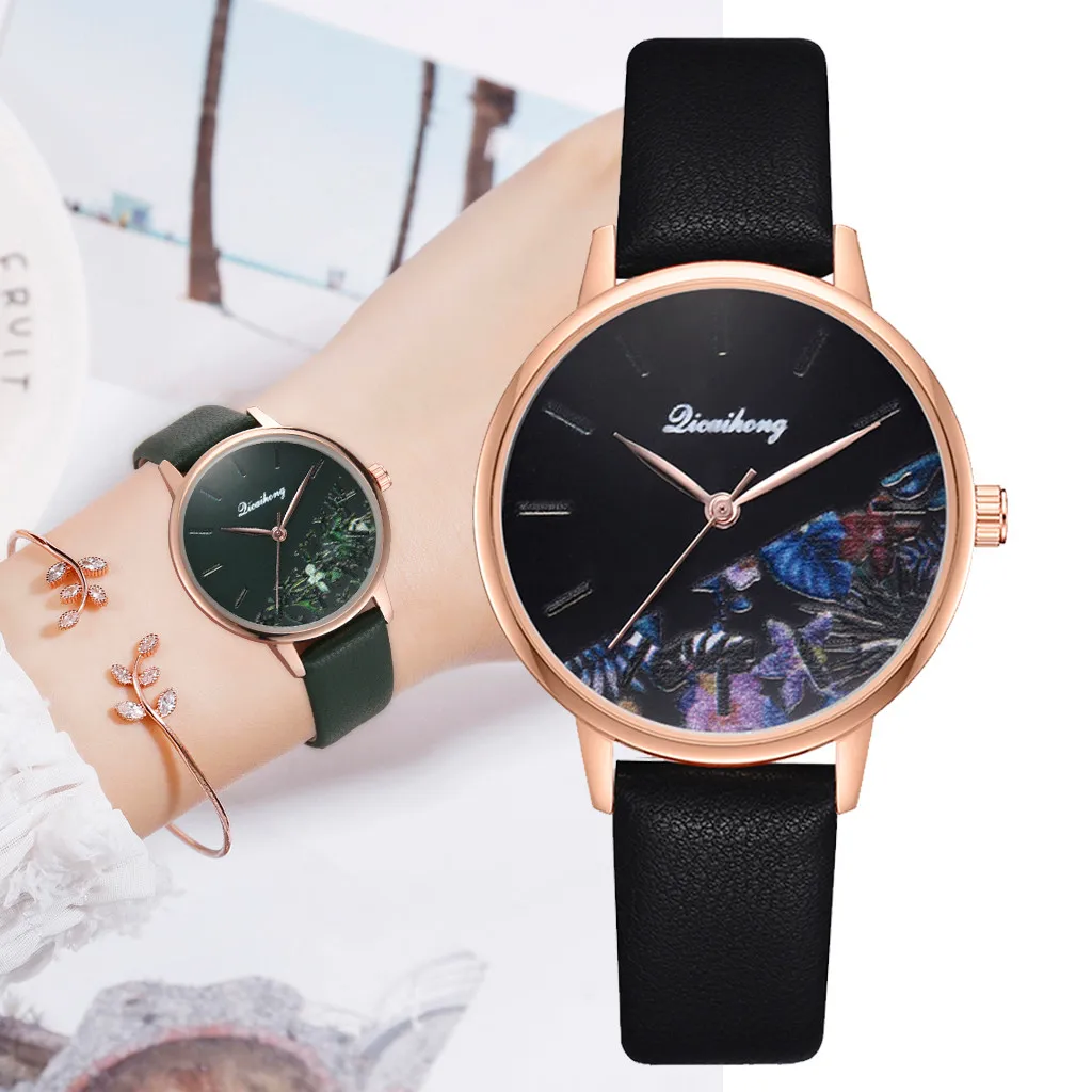 Luxury Women Watches Fashion Digital Trend Simple Flower Dial Belt