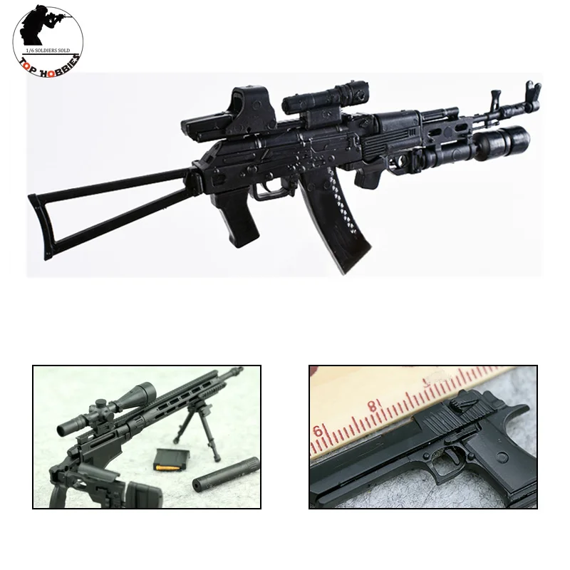 

1/6 Scale Gun Model Accessories Toy Guns Plastic Set 4D Assembled AK74 Desert eagle Remington Rifle Sniper 12 Inch SoldierFigure