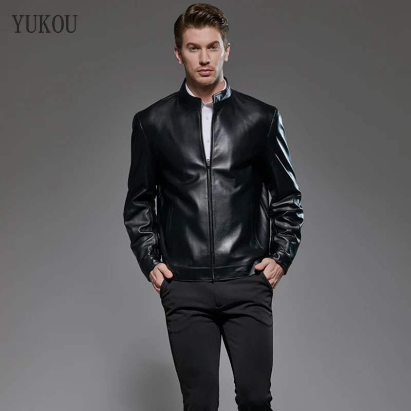 

Mens Jackets Natural Sheepskin Genuine Leather Collar Business Men's Wear 100% Leather High-quality Coat Best Sellers