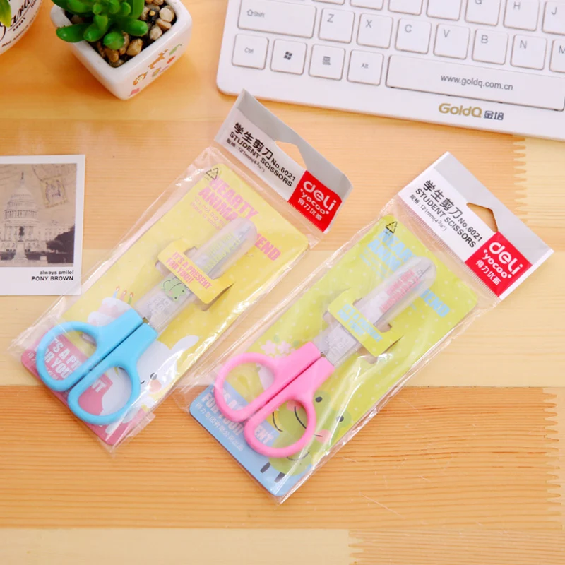 

1 pcs candy color little artist scissor scrapbooking craft paper scissor with protector for kids student stationery