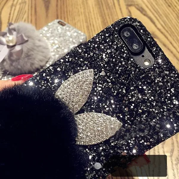 For-iPhone-6-6S-7-8-Plus-X-Luxury-Glitter-Fashion-Bling-Ear-Cute-Tail-Bow (5) - 