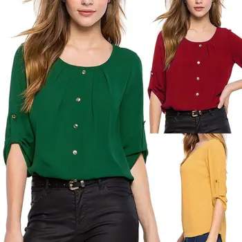 

2018 New Fashion Plus Size Womens Chiffon Lace O Neck Shirt Ladies Loose Casual Tops Blouse Shirts Clothes Chiffon Clothing