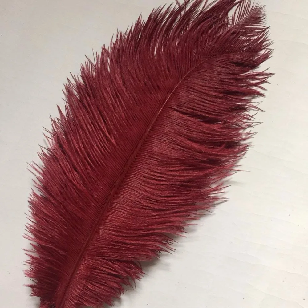 

50 pieces burgundy color Dyed ostrich feathers size from 15-20cm to 70-75cm long DIY wedding home decorations crafts feather