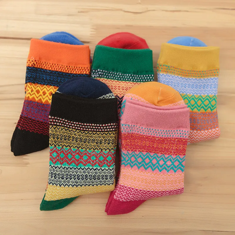 Новинка; Зимние Модные женские теплые хлопковые носки; 5 пар в стиле Харадзюку