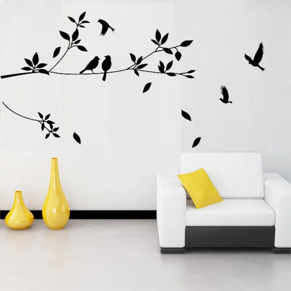 Vinyl Pohon Dan Burung Wall Art Decals Stikers Untuk Hiasan