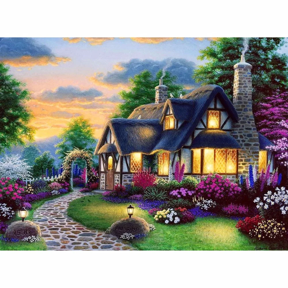 

5D DIY Diamond Painting New Fashion Rural Scenery Full Needlework Embroidery Cross Stitch Round Rhinestone Room Decor Art