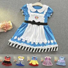 Платье принцессы Анны, Эльзы, Софии, Белоснежки для девочек; детский летний хлопковый костюм с Микки, Белль, Рапунцель; детское платье для костюмированной вечеринки