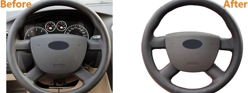 MEWANT черная крышка рулевого колеса из искусственной кожи для Ford Focus 2 2005 2006 2007 2008 2009 2010 2011 аксессуары